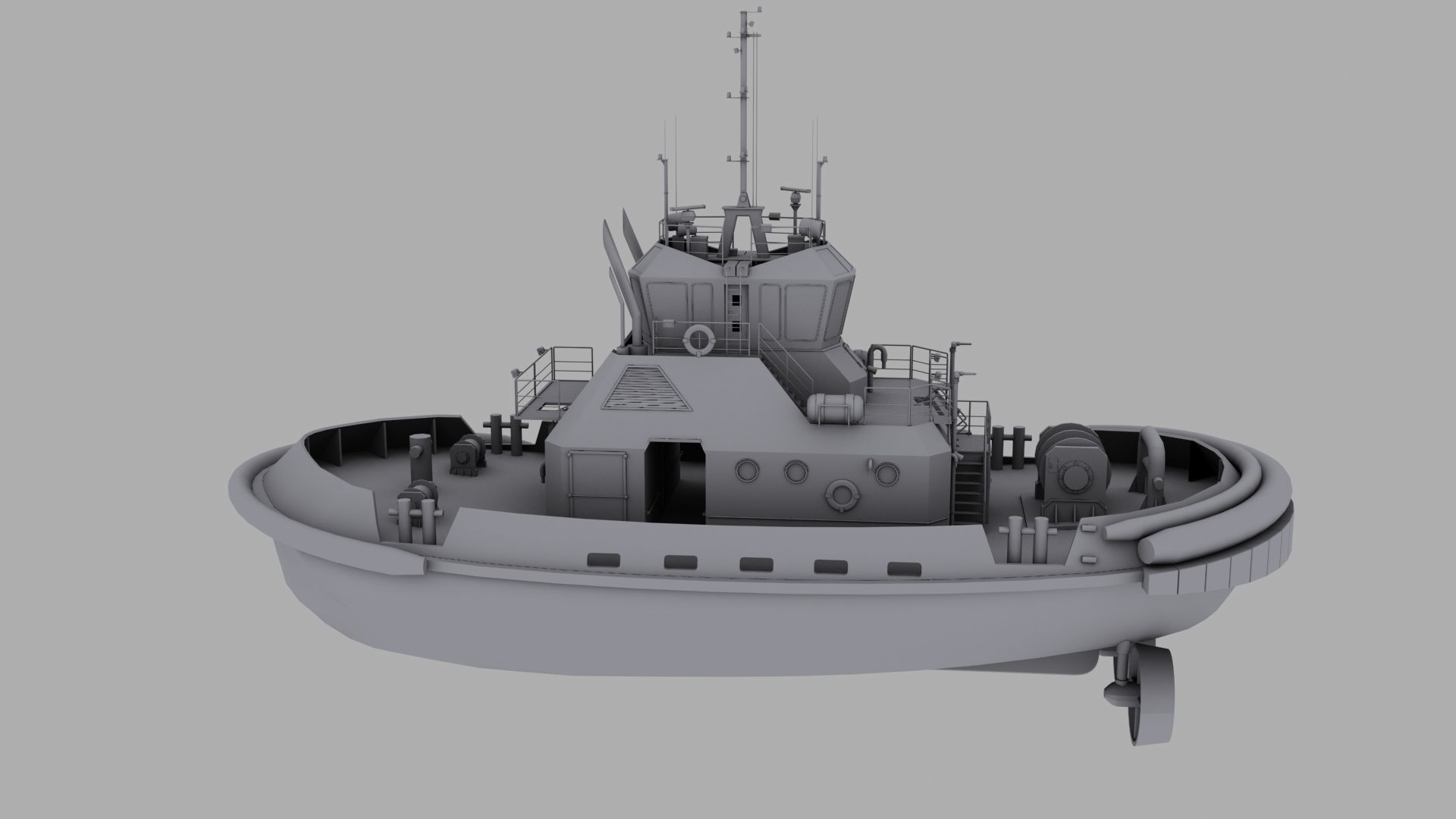 Tug Boat Low-poly 3D model_6