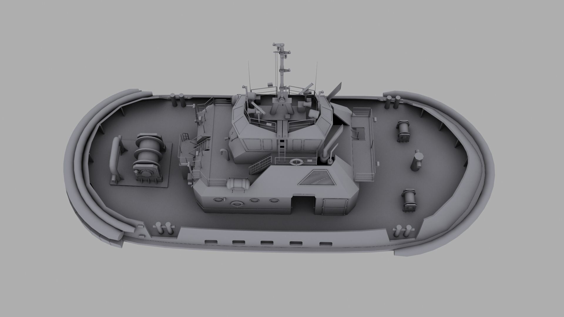 Tug Boat Low-poly 3D model_2