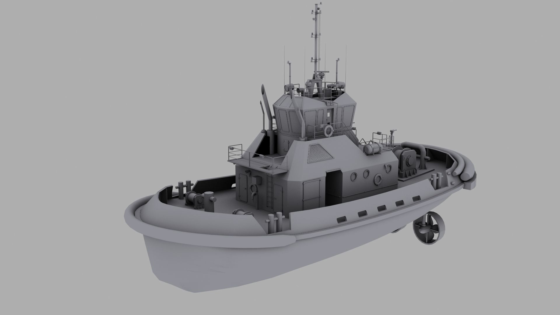 Tug Boat Low-poly 3D model_4
