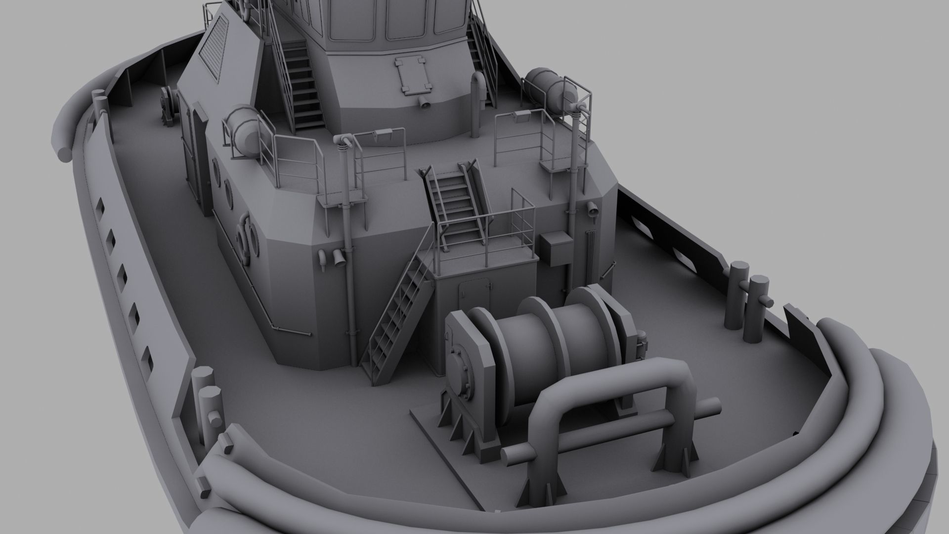 Tug Boat Low-poly 3D model_9