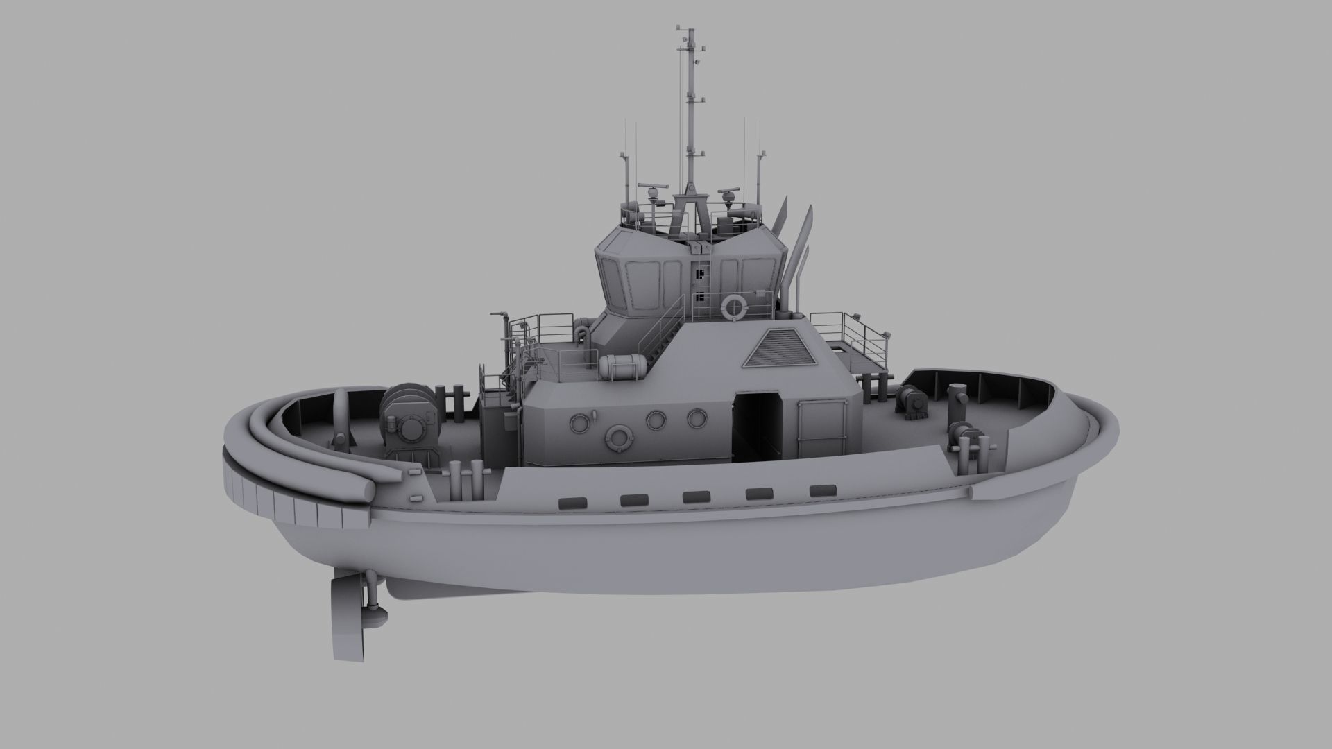 Tug Boat Low-poly 3D model_3
