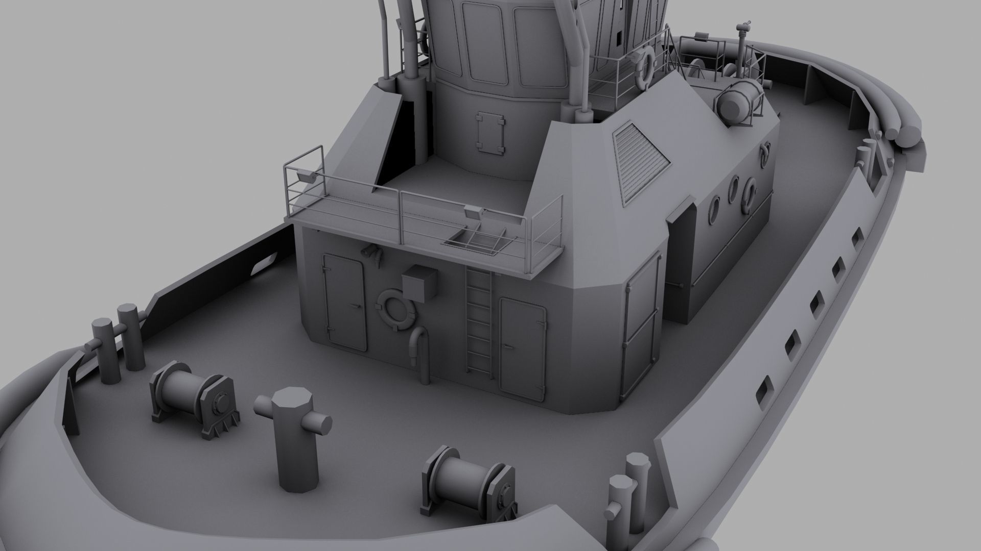 Tug Boat Low-poly 3D model_5