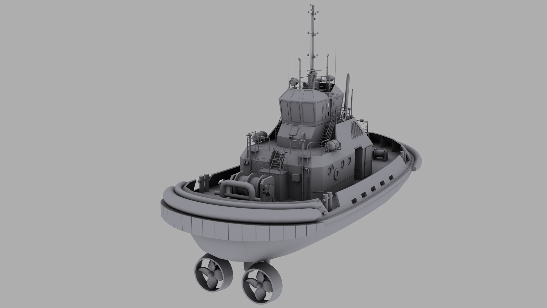 Tug Boat Low-poly 3D model_1