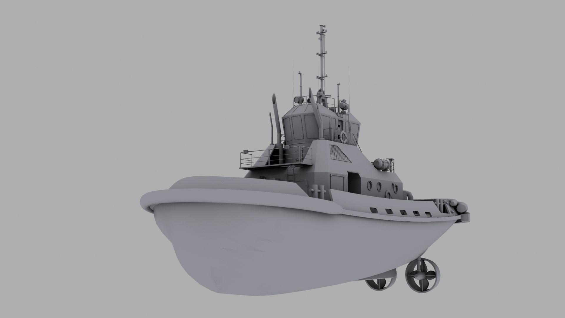 Tug Boat Low-poly 3D model_7