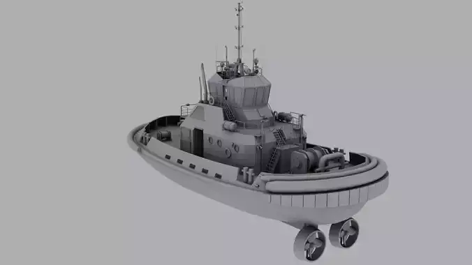 Tug Boat Low-poly 3D model