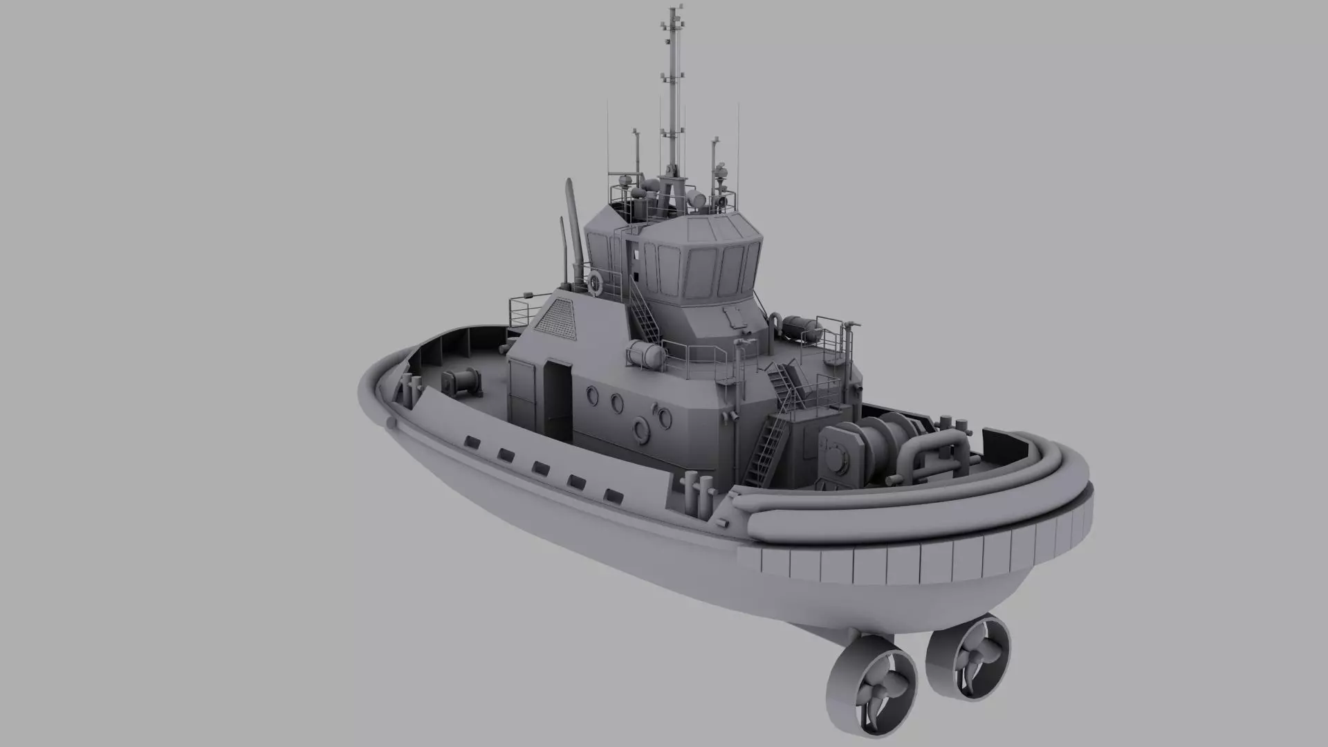 Tug Boat Low-poly 3D model_0