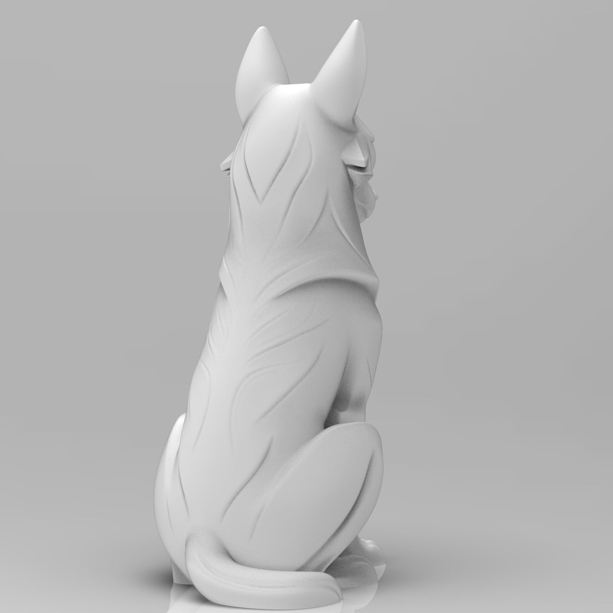 Mystical wolf minimalist sculpture 3D print model_2