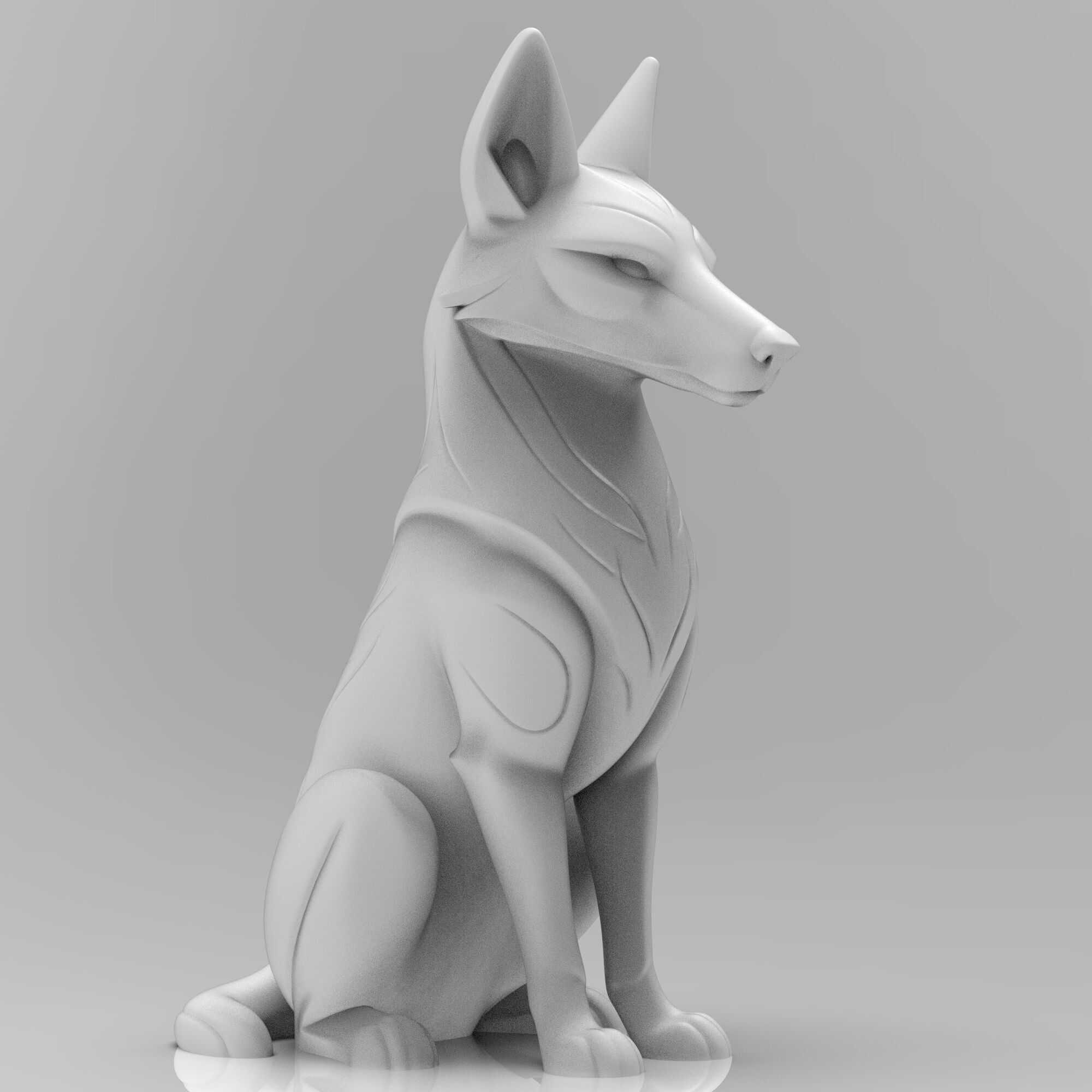Mystical wolf minimalist sculpture 3D print model_1