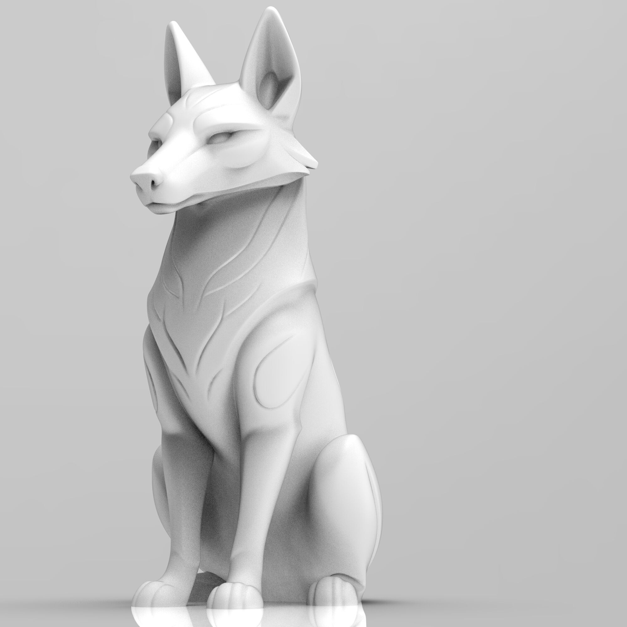 Mystical wolf minimalist sculpture 3D print model_3