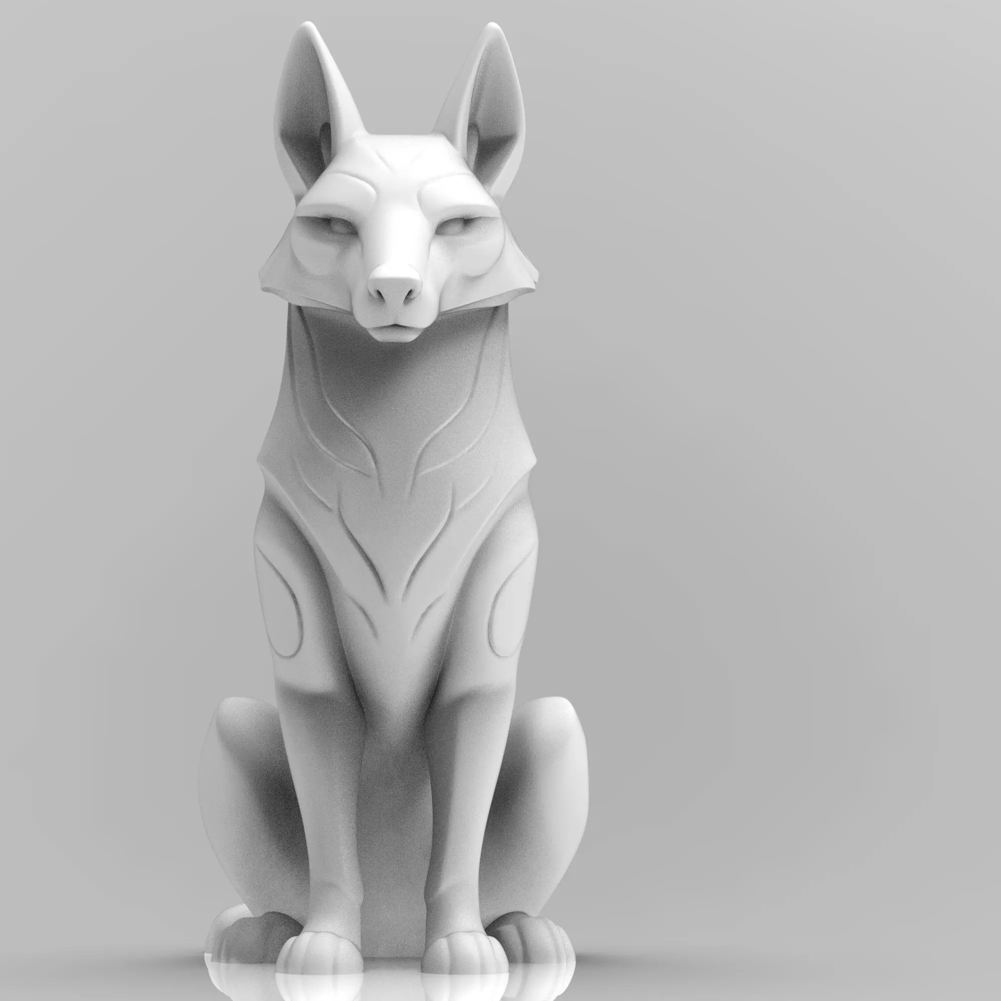 Mystical wolf minimalist sculpture 3D print model_0