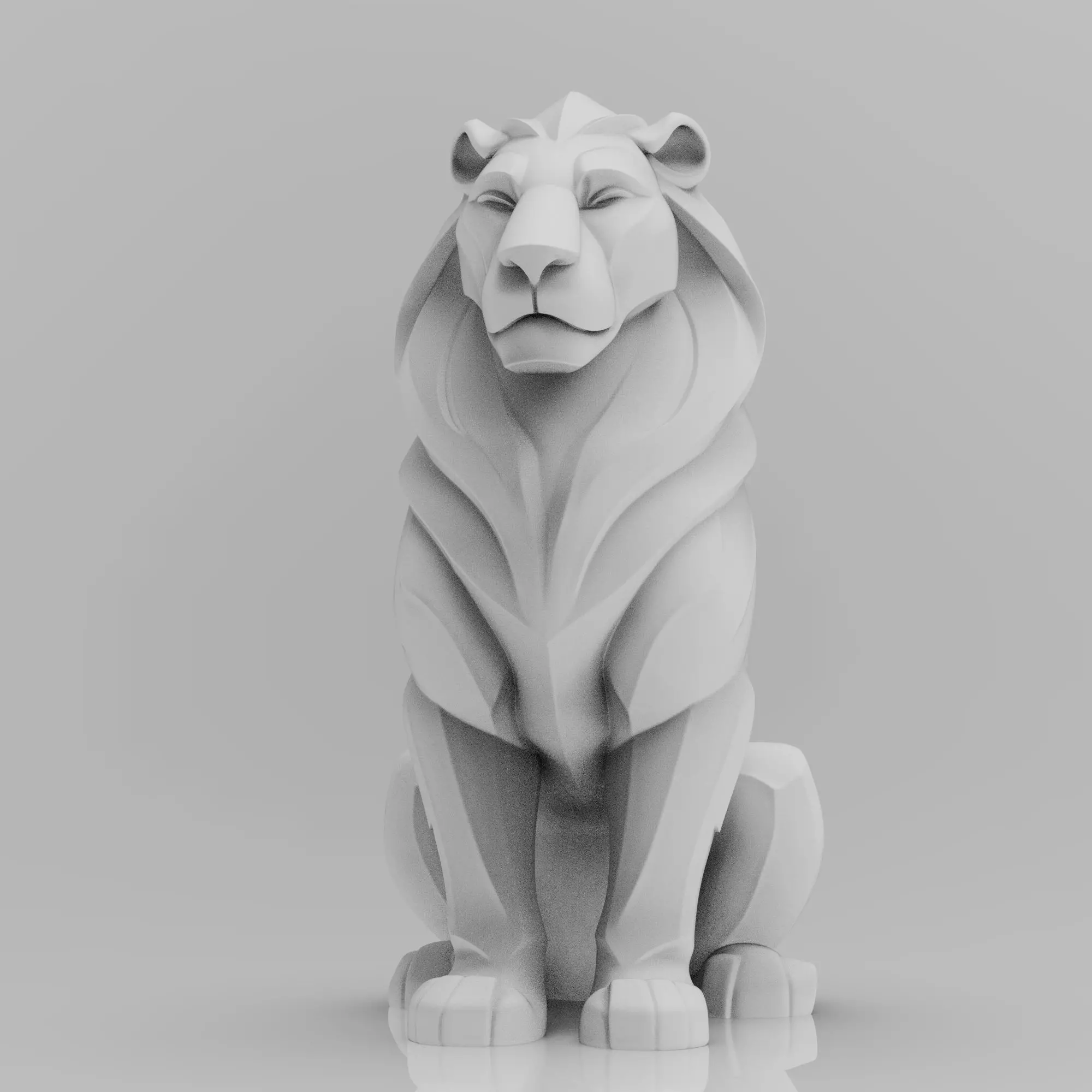 Mystical Lion minimalist sculpture 3D print model
