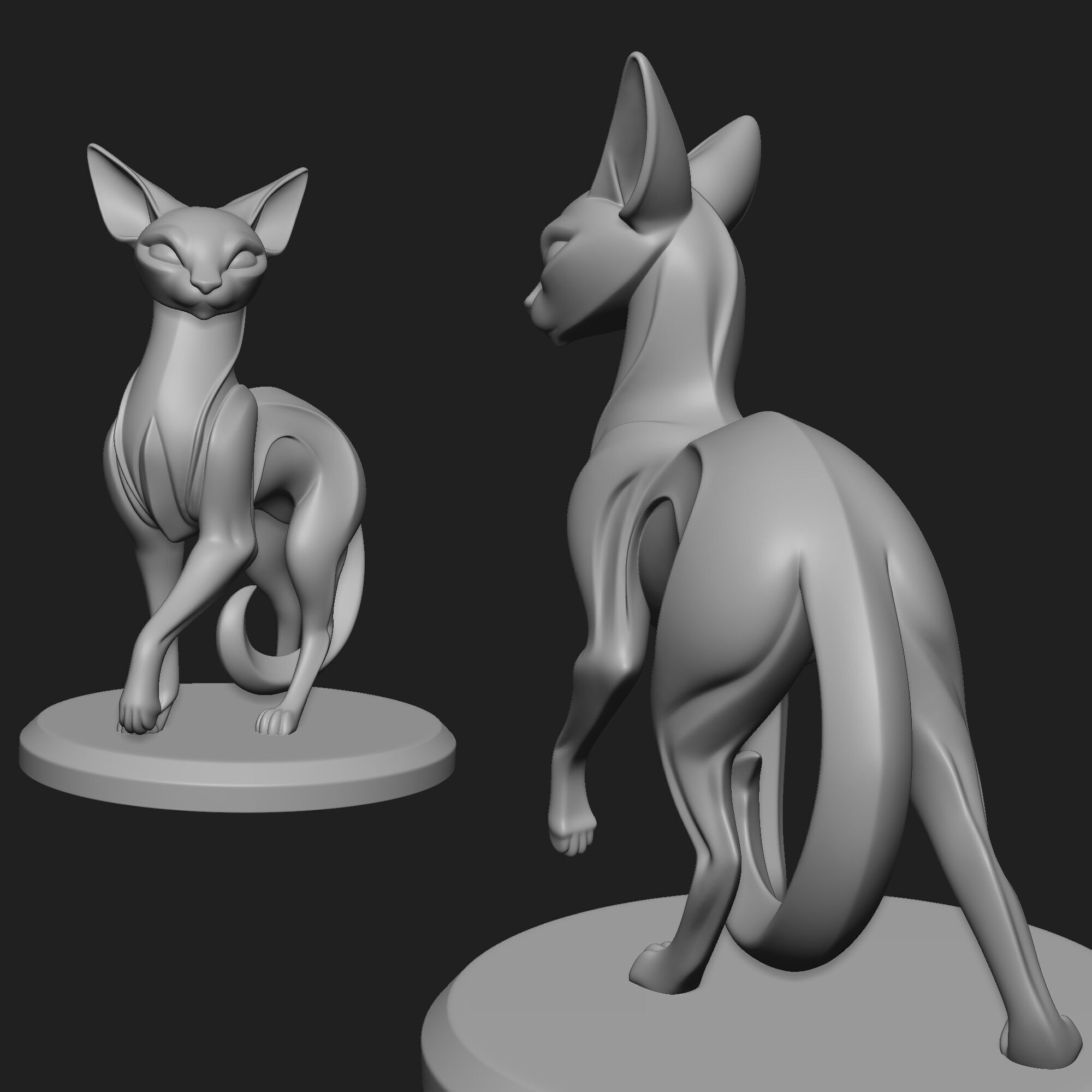 Mystical Cat minimalist sculpture 3D print model_6