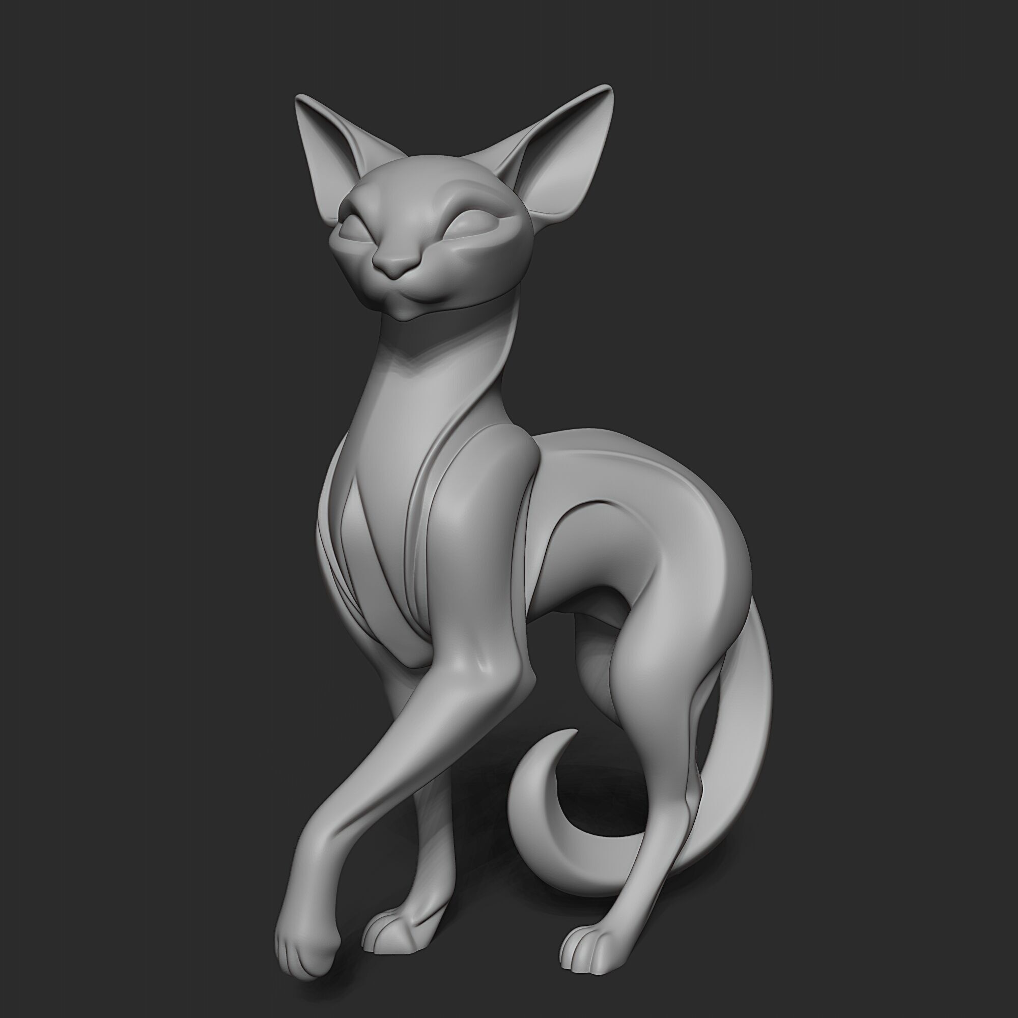Mystical Cat minimalist sculpture 3D print model_4