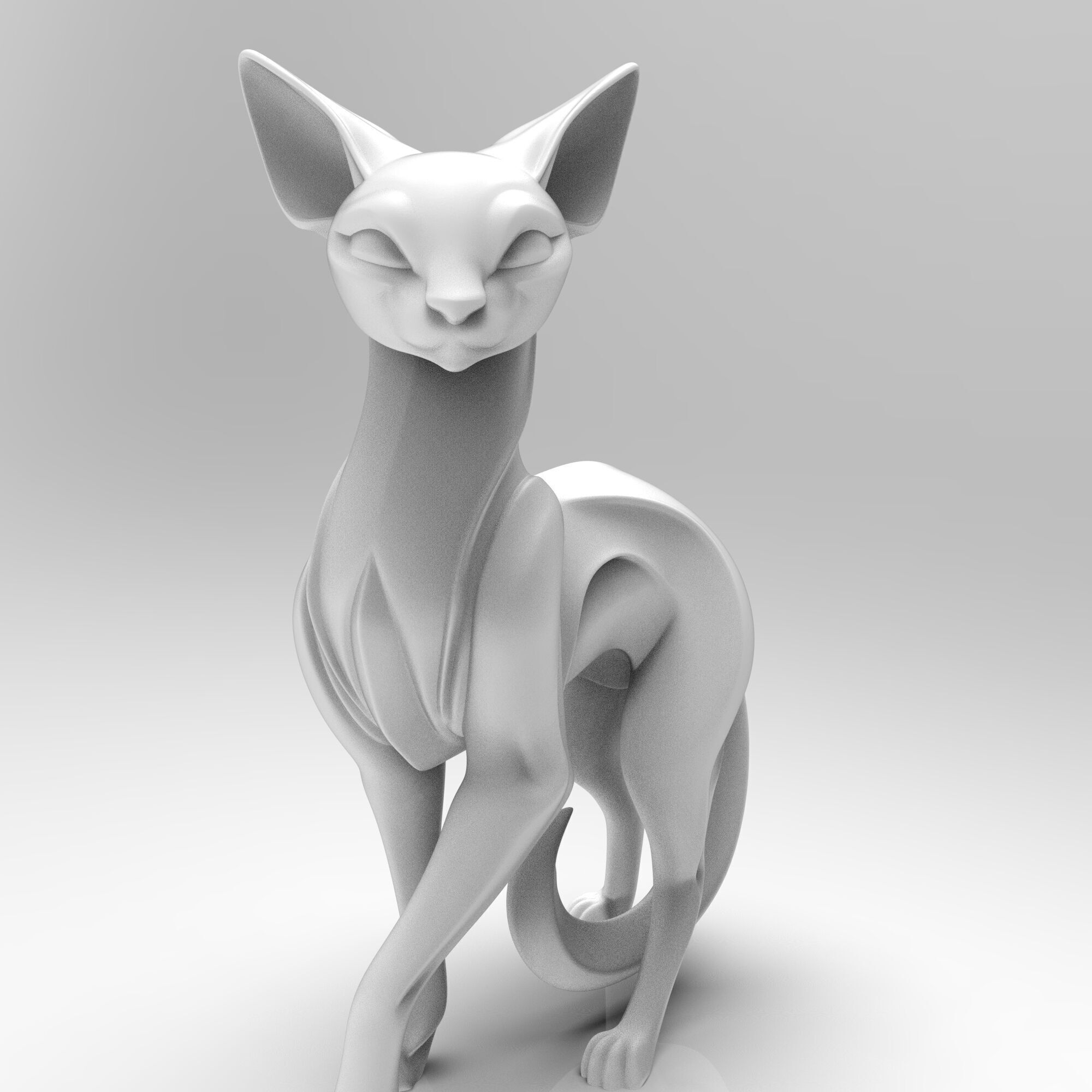 Mystical Cat minimalist sculpture 3D print model_1