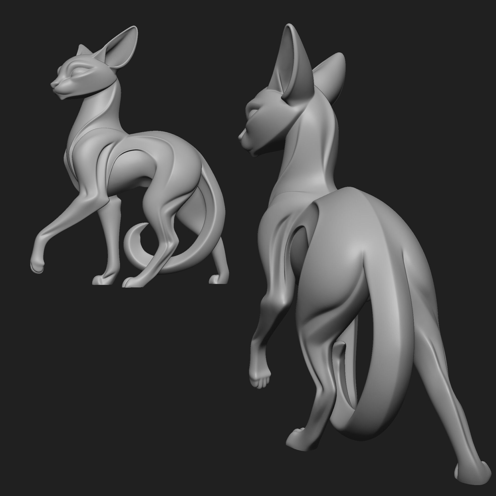 Mystical Cat minimalist sculpture 3D print model_5