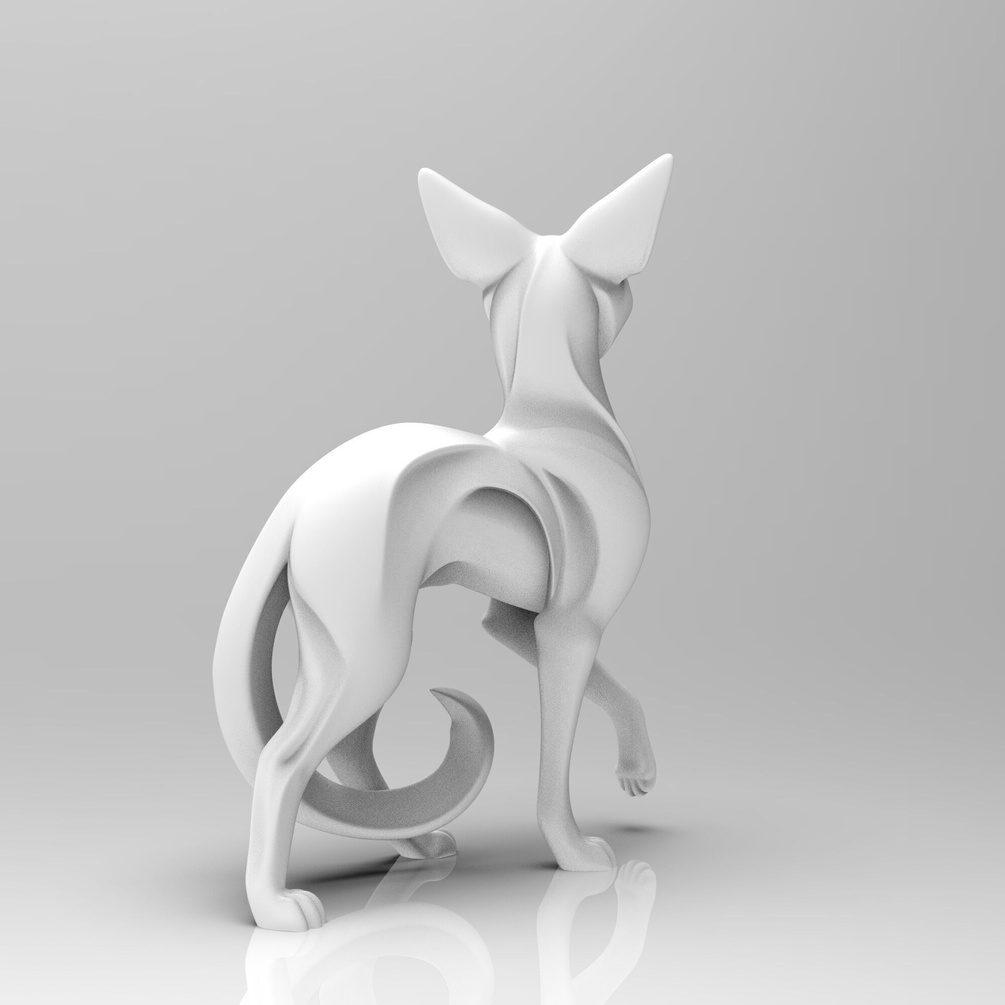 Mystical Cat minimalist sculpture 3D print model_3
