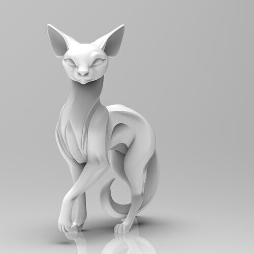 Mystical Cat minimalist sculpture 3D print model