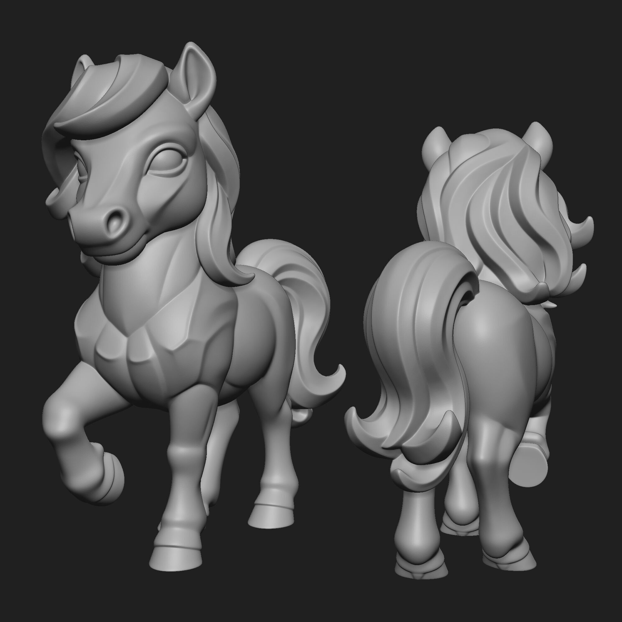 Elegant Fantasy Pony minimalist sculpture 3D print model_5