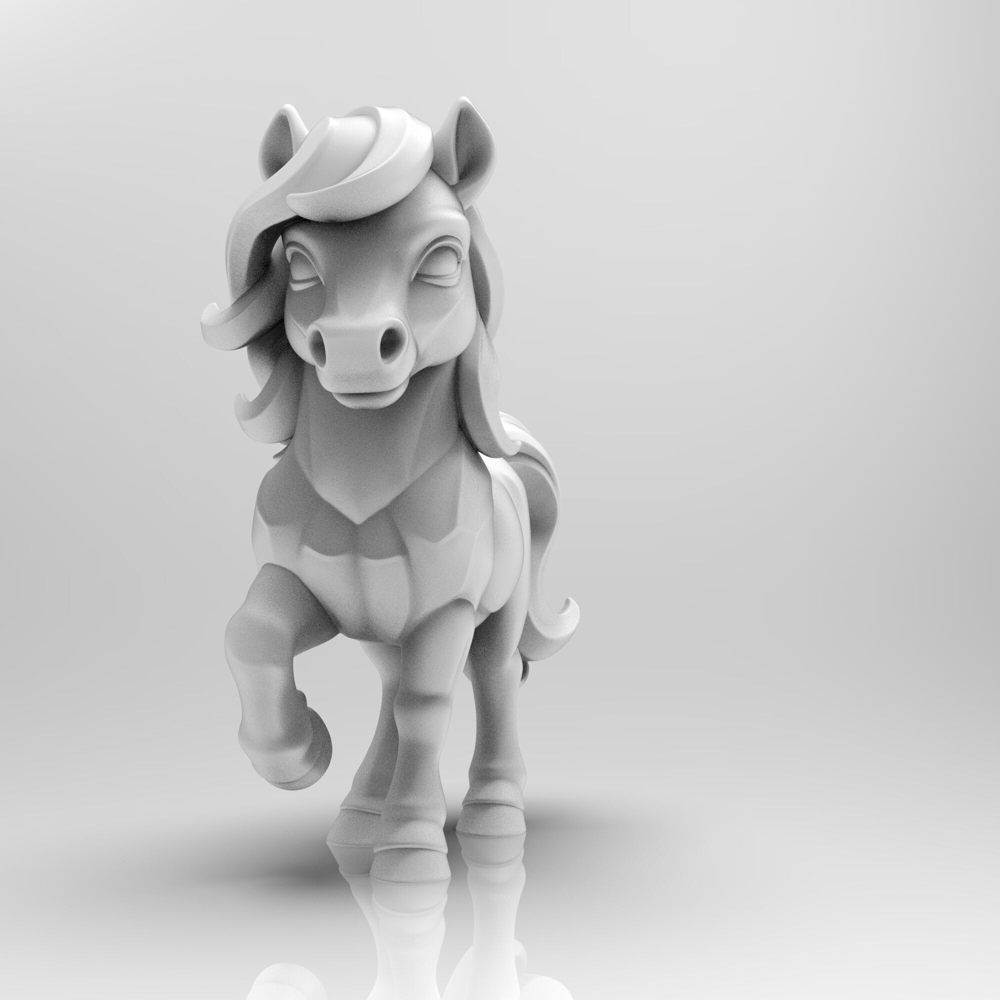 Elegant Fantasy Pony minimalist sculpture 3D print model_1