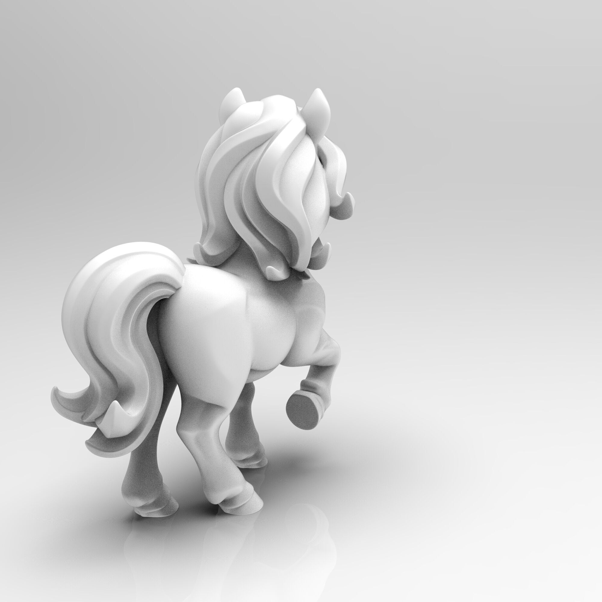 Elegant Fantasy Pony minimalist sculpture 3D print model_3