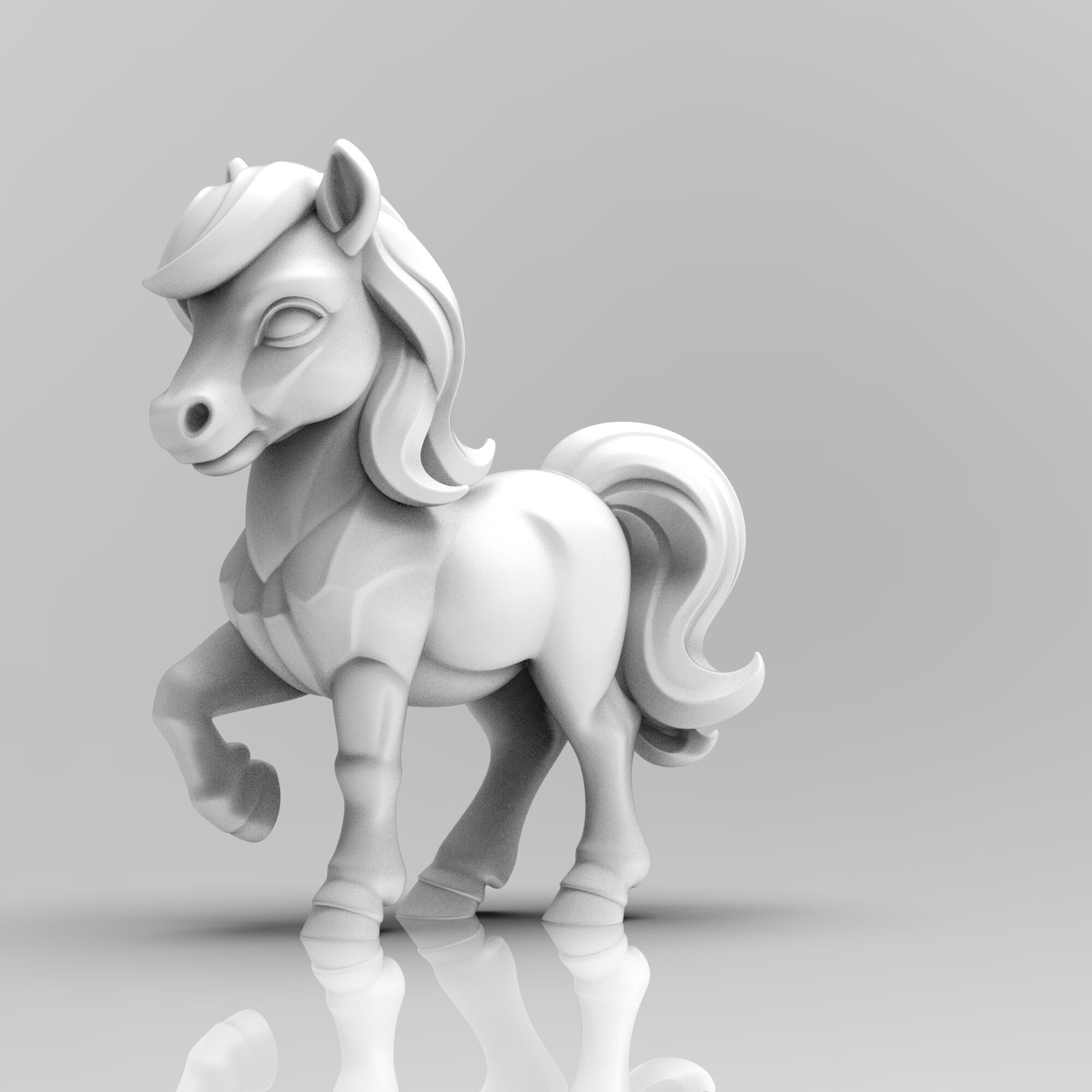 Elegant Fantasy Pony minimalist sculpture 3D print model_2