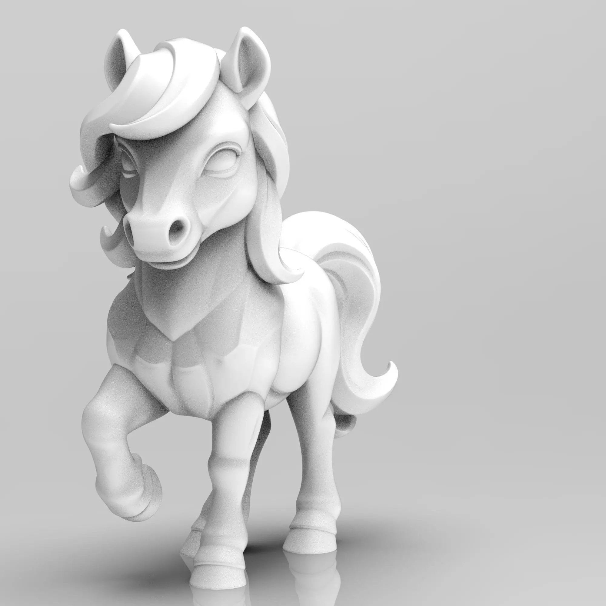 Elegant Fantasy Pony minimalist sculpture 3D print model_0