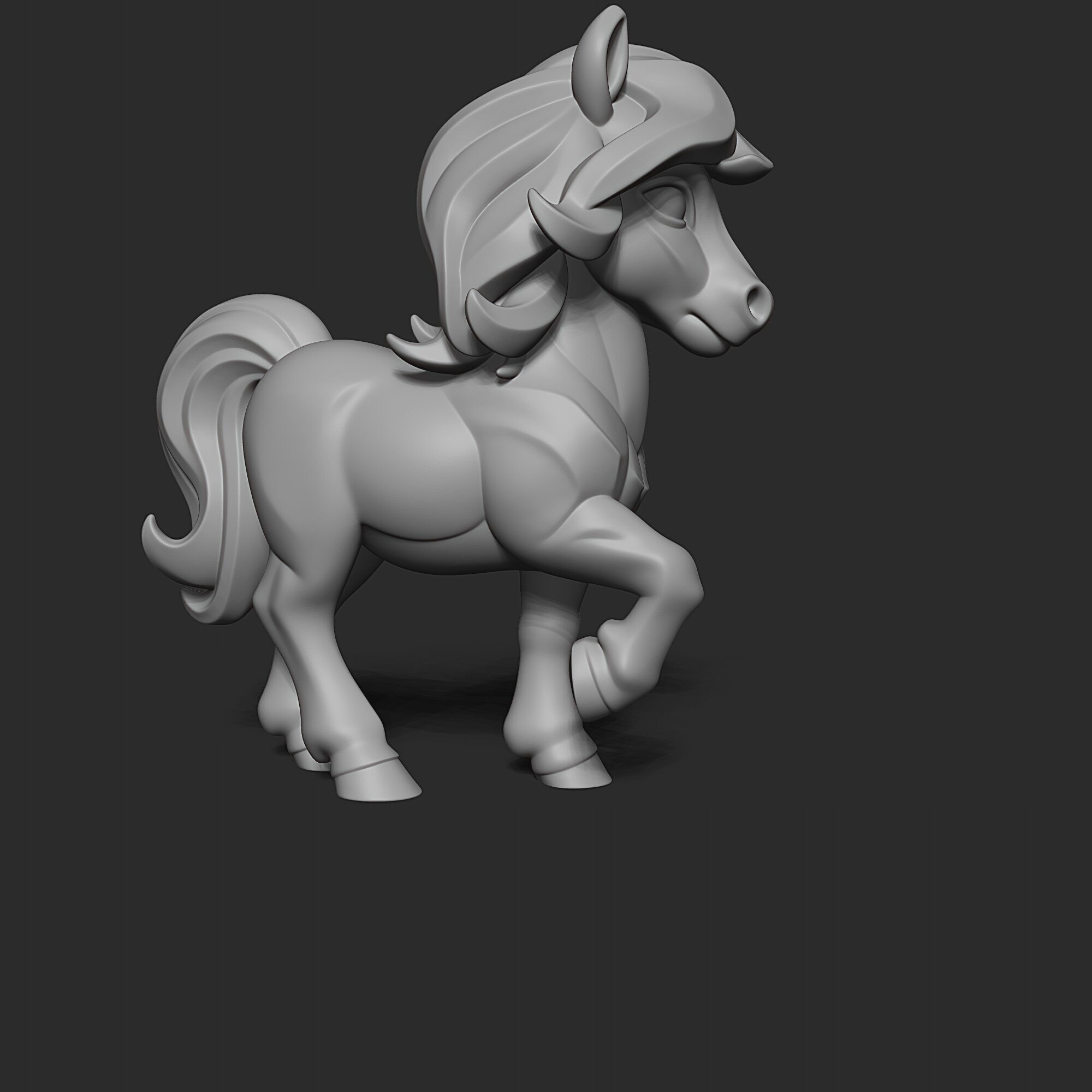 Elegant Fantasy Pony minimalist sculpture 3D print model_6