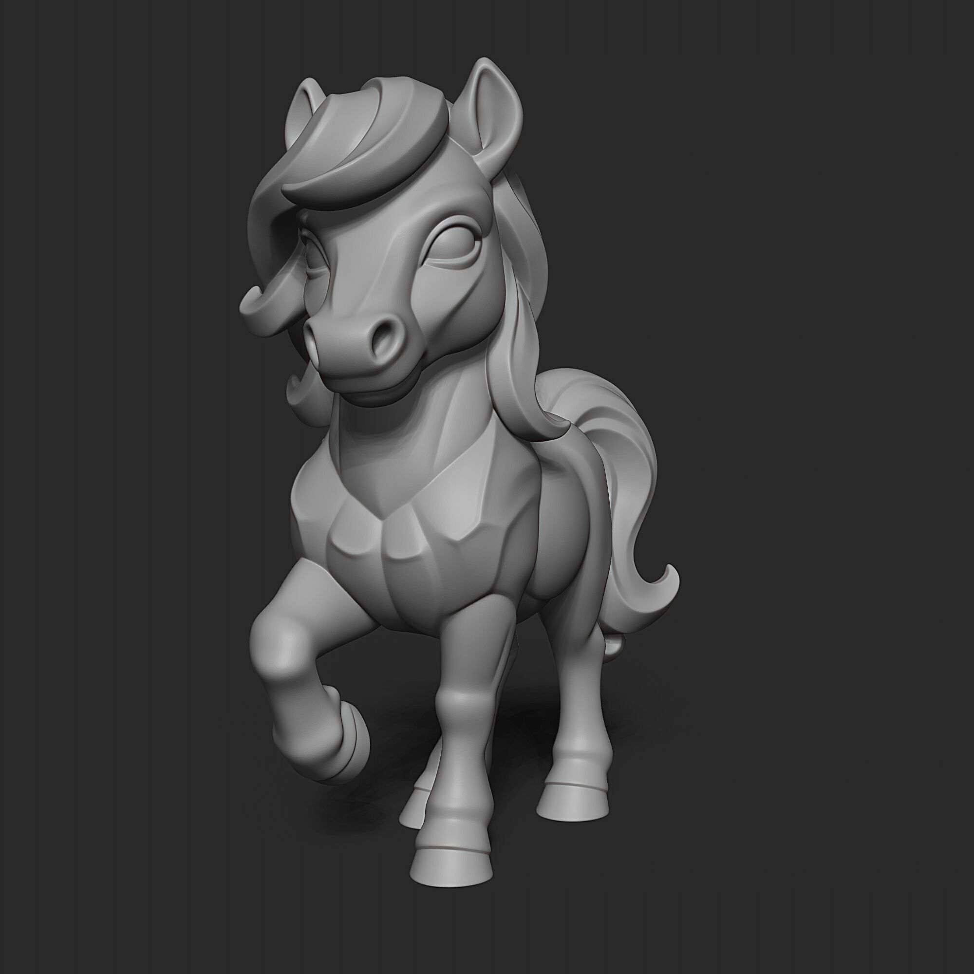 Elegant Fantasy Pony minimalist sculpture 3D print model_4