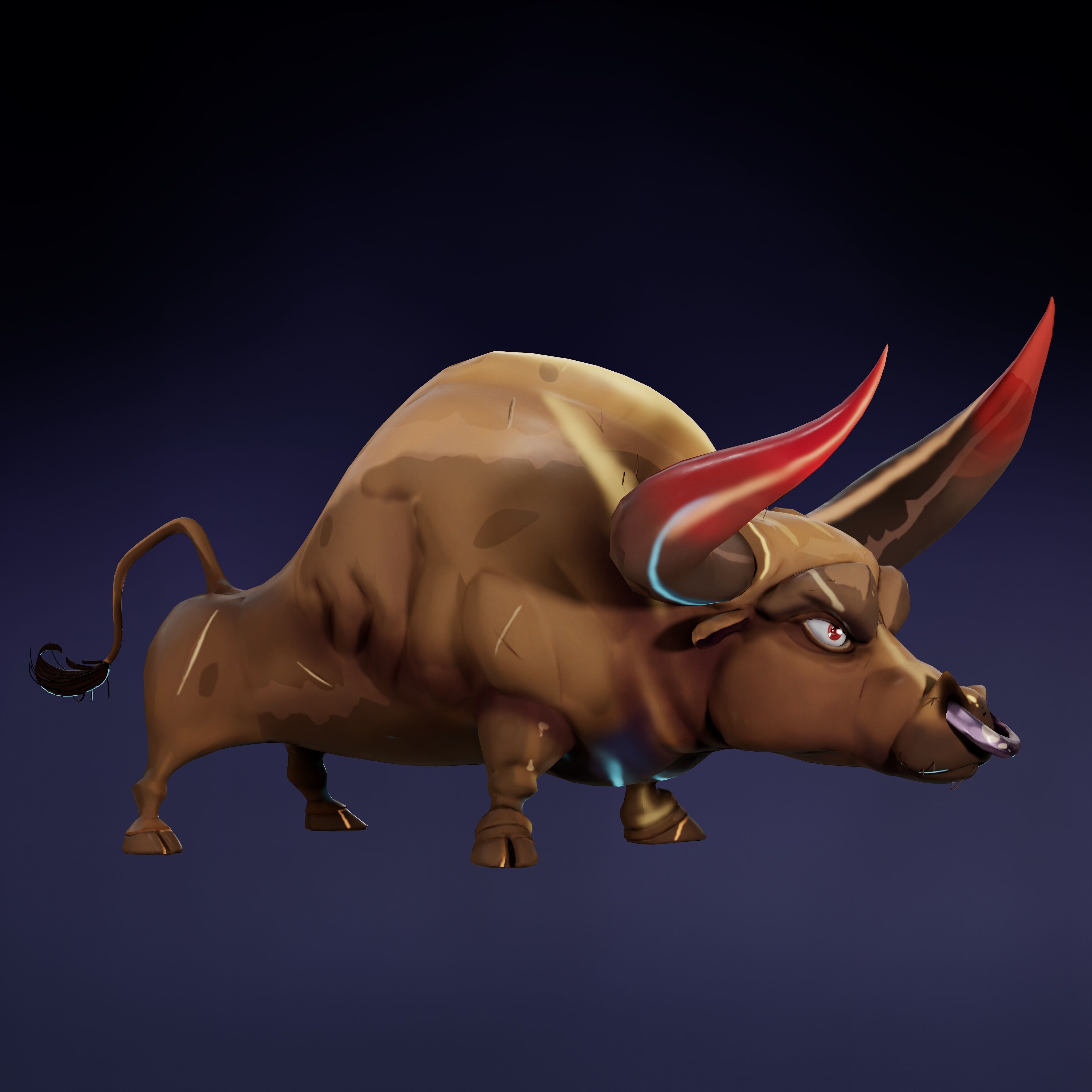 Stylized Bull Low-poly 3D model_6