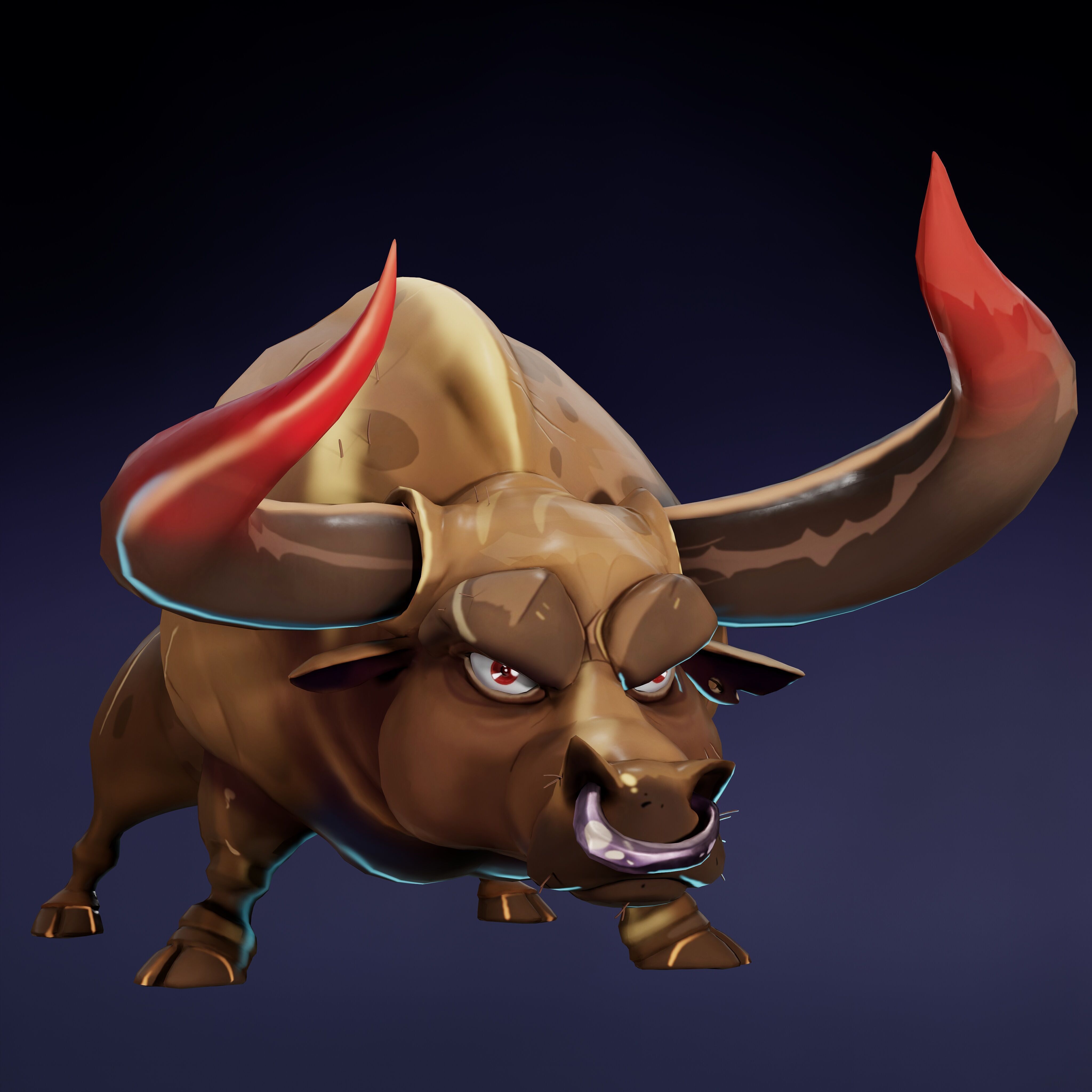 Stylized Bull Low-poly 3D model_4