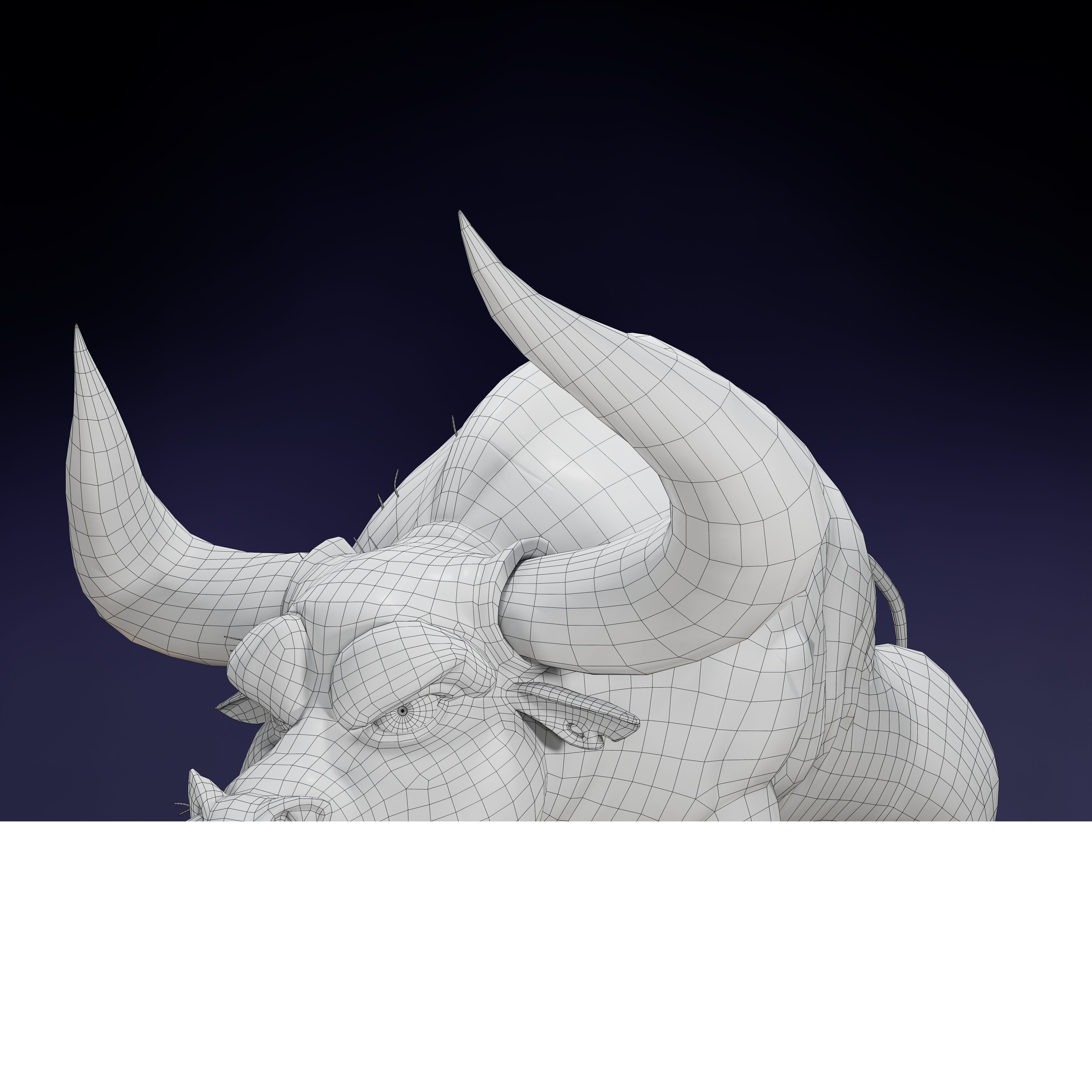 Stylized Bull Low-poly 3D model_9