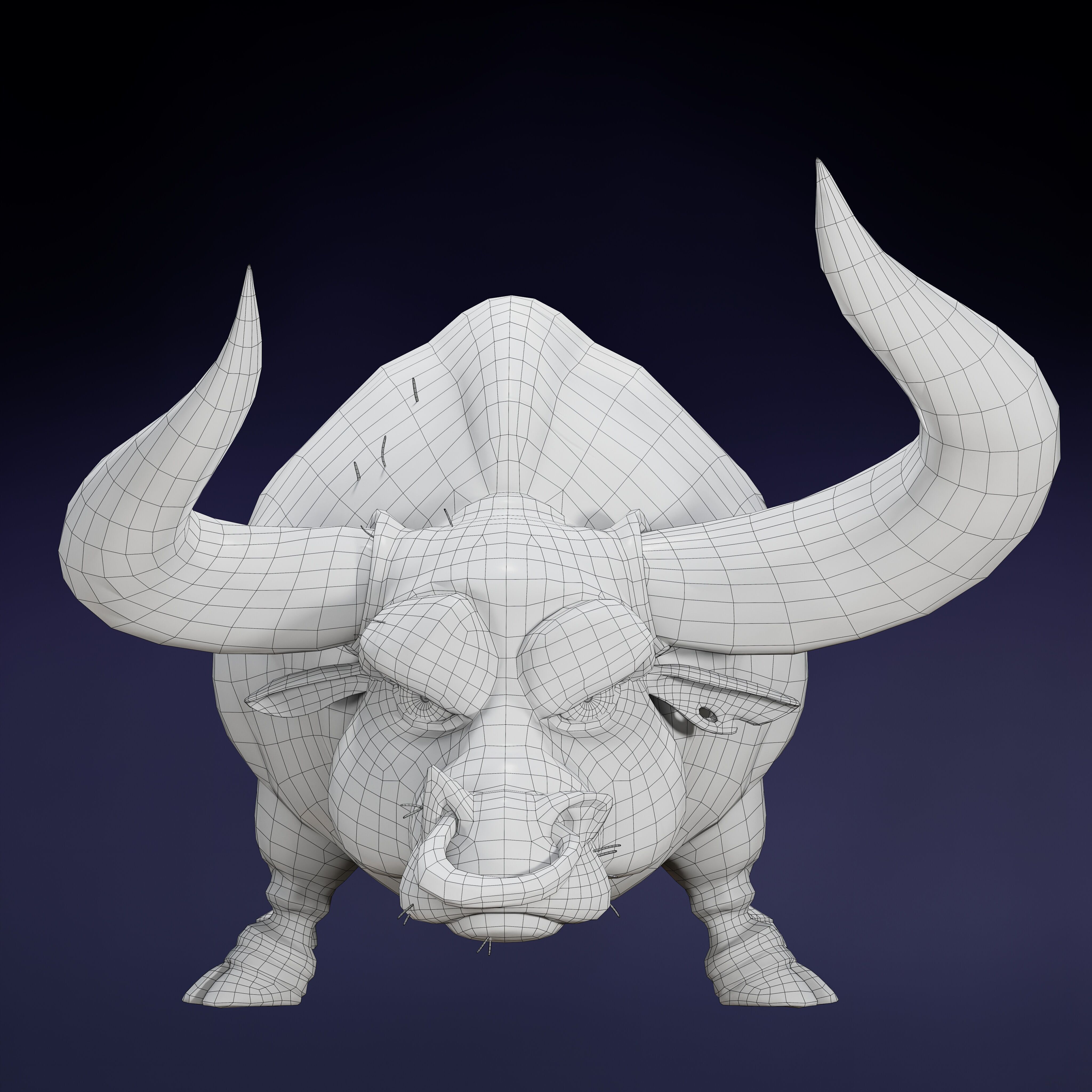 Stylized Bull Low-poly 3D model_8