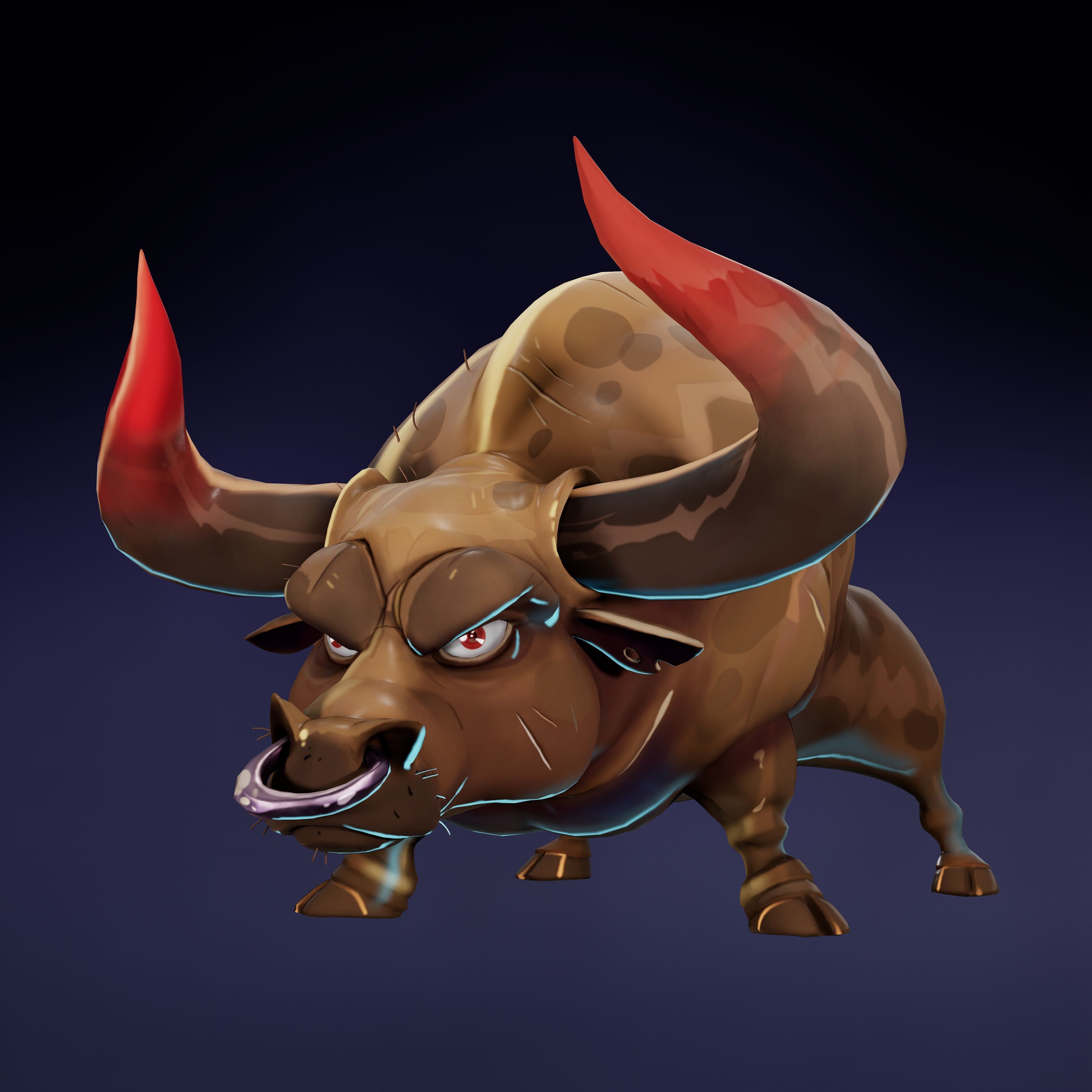 Stylized Bull Low-poly 3D model_3