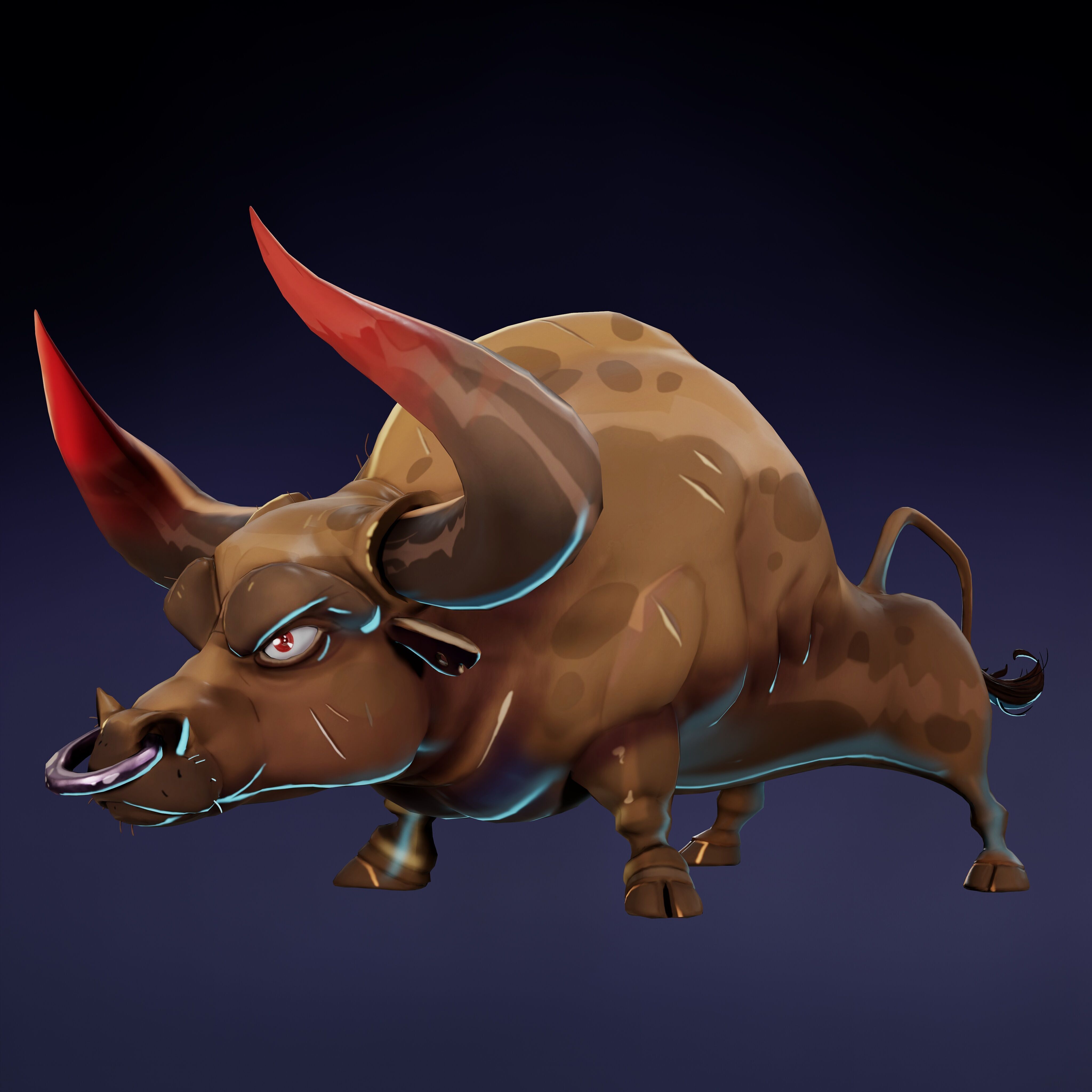 Stylized Bull Low-poly 3D model_5
