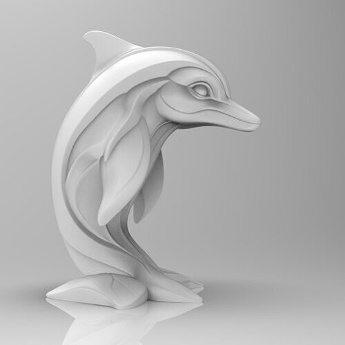 Mystical Dolphin Minimalist Sculpture 3D print model