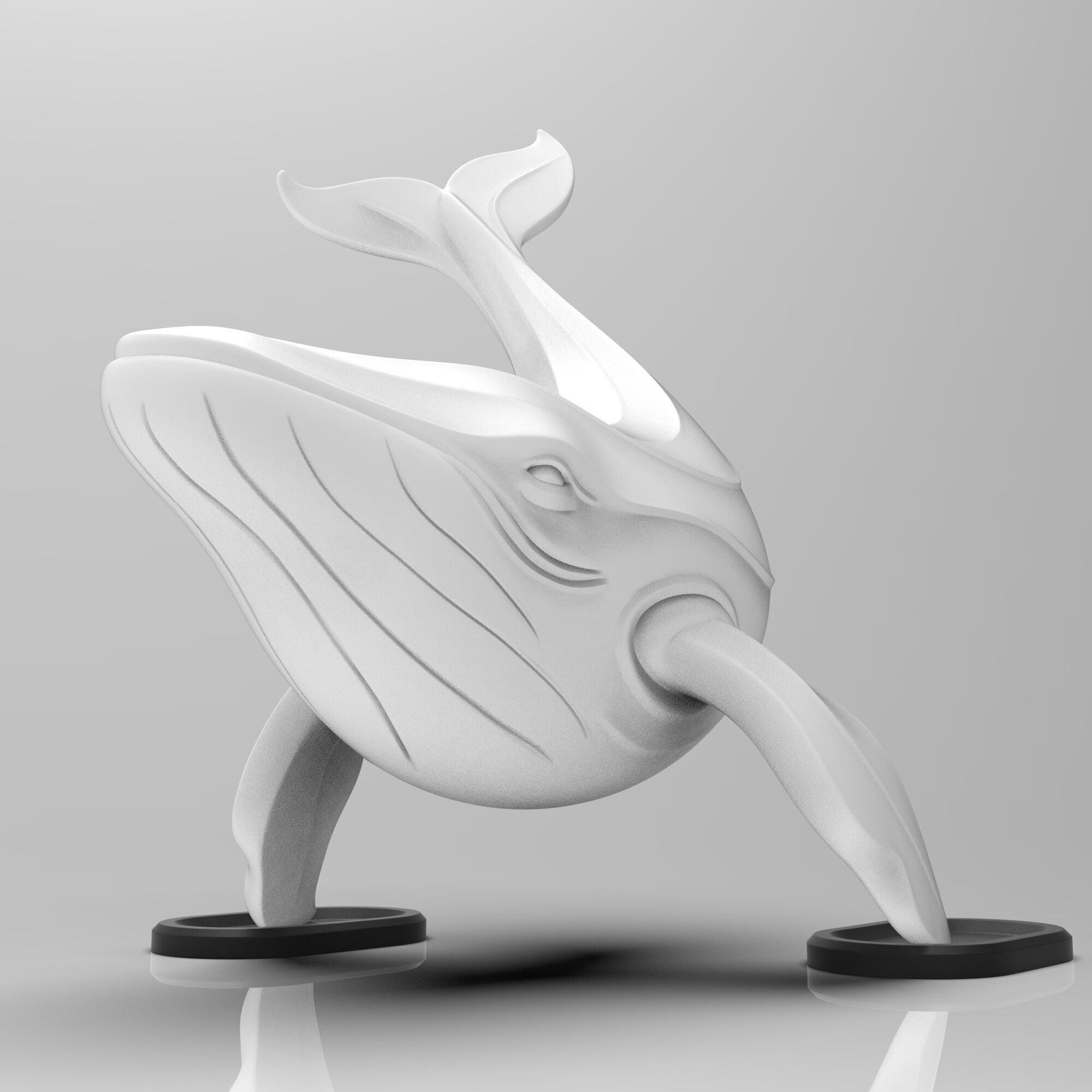 Humpback Whale Floating Minimalist Sculpture 3D print model_5