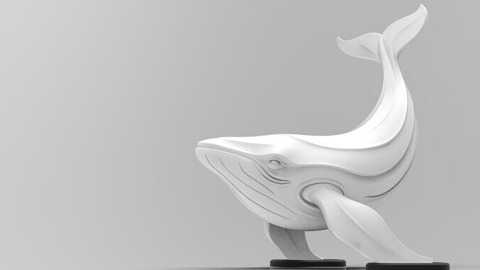 Humpback Whale Floating Minimalist Sculpture 3D print model