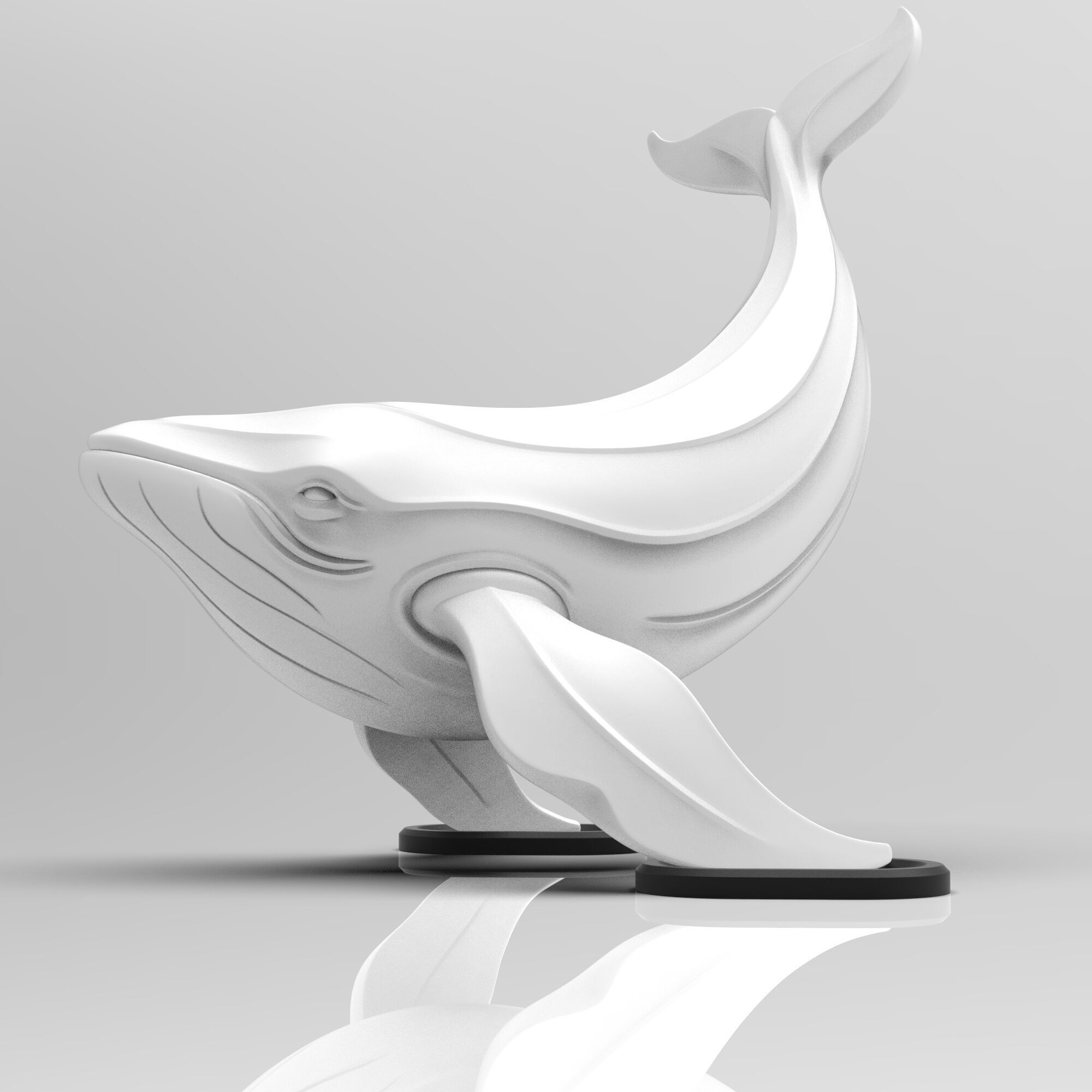 Humpback Whale Floating Minimalist Sculpture 3D print model_6