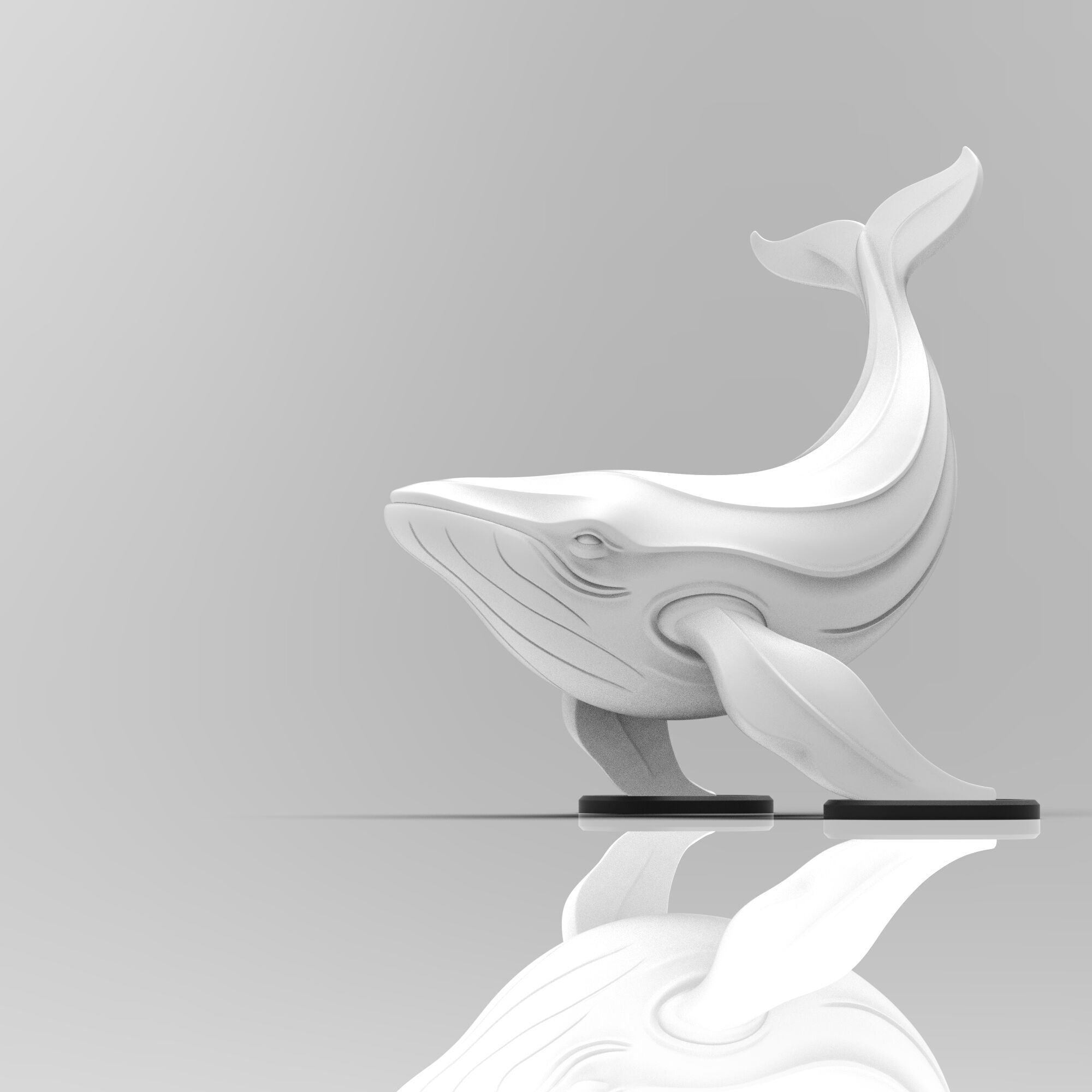 Humpback Whale Floating Minimalist Sculpture 3D print model_3