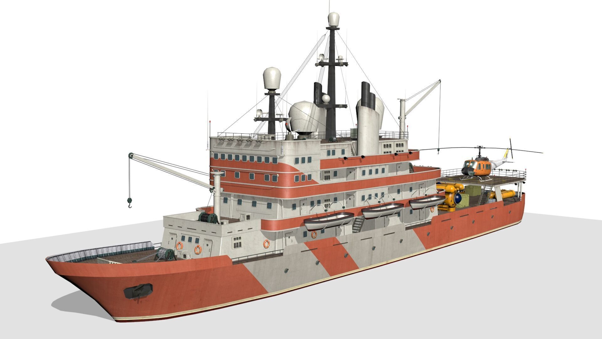research vessel Low-poly 3D model_1