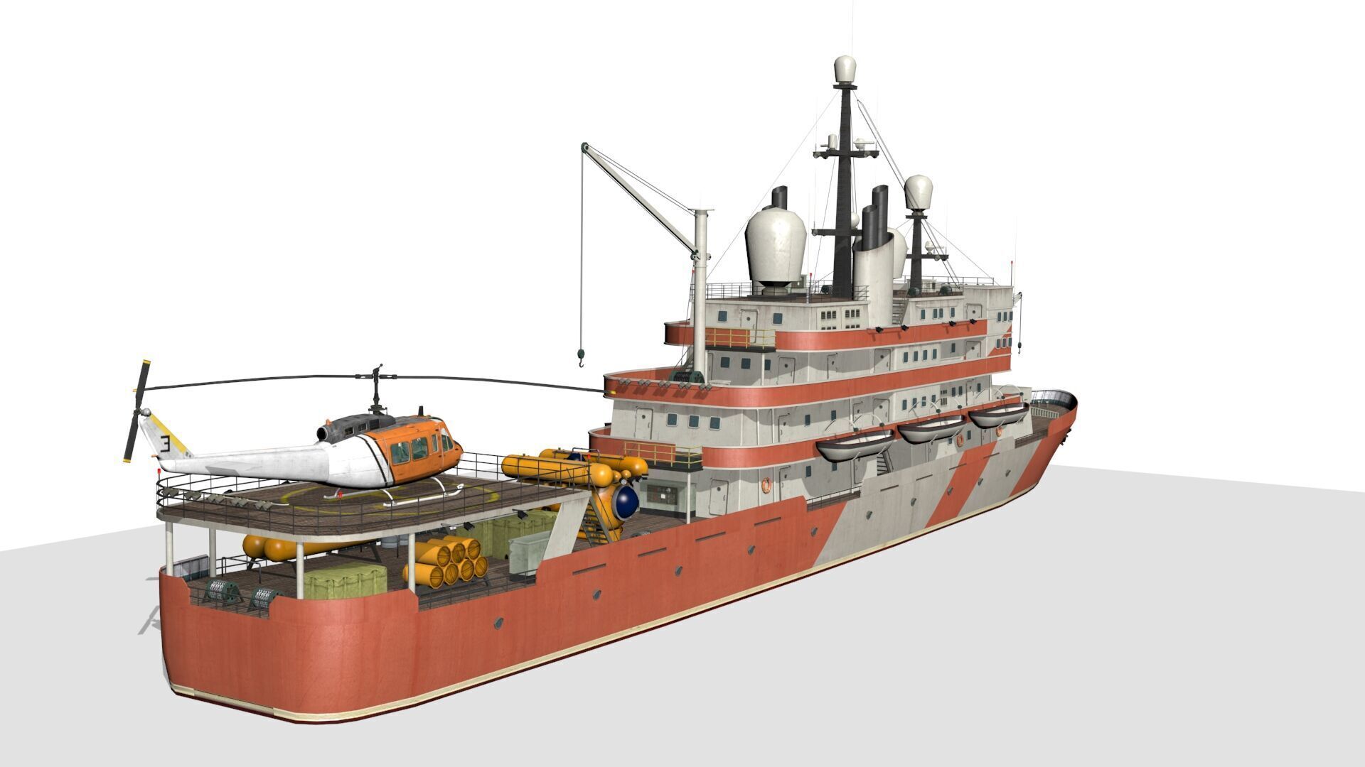 research vessel Low-poly 3D model_5