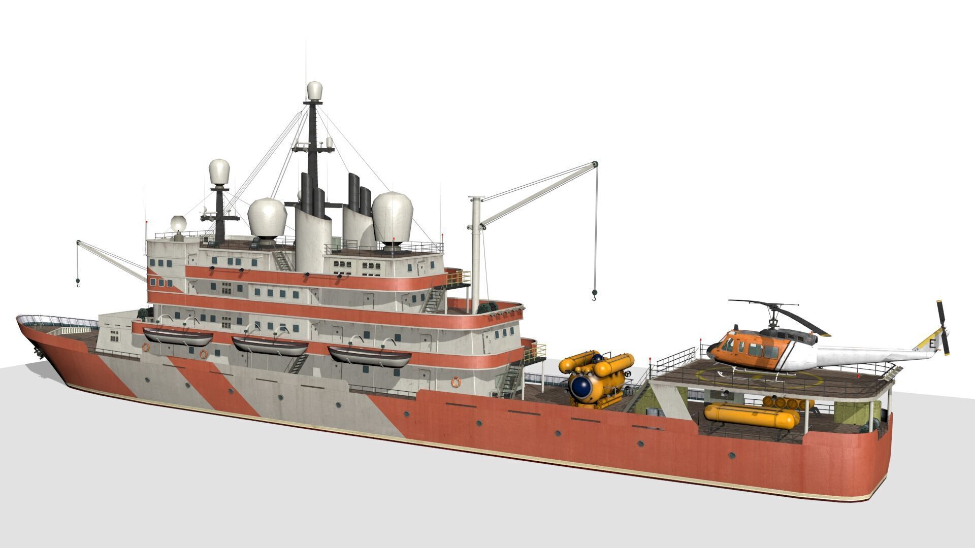 research vessel Low-poly 3D model_3