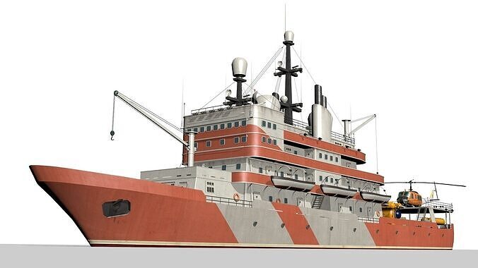 research vessel Low-poly 3D model