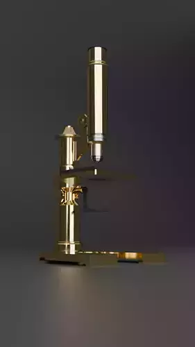 Realistic old brass microscope