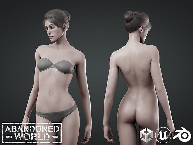 Base Humans - Naked Woman Low-poly 3D model
