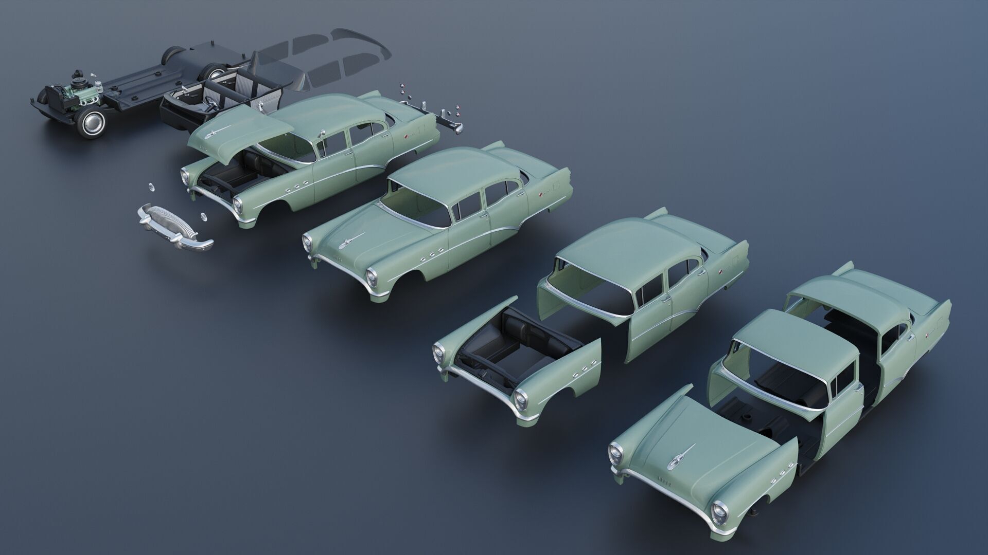 Buick Special 4-Door Sedan 1954 3D print model_17