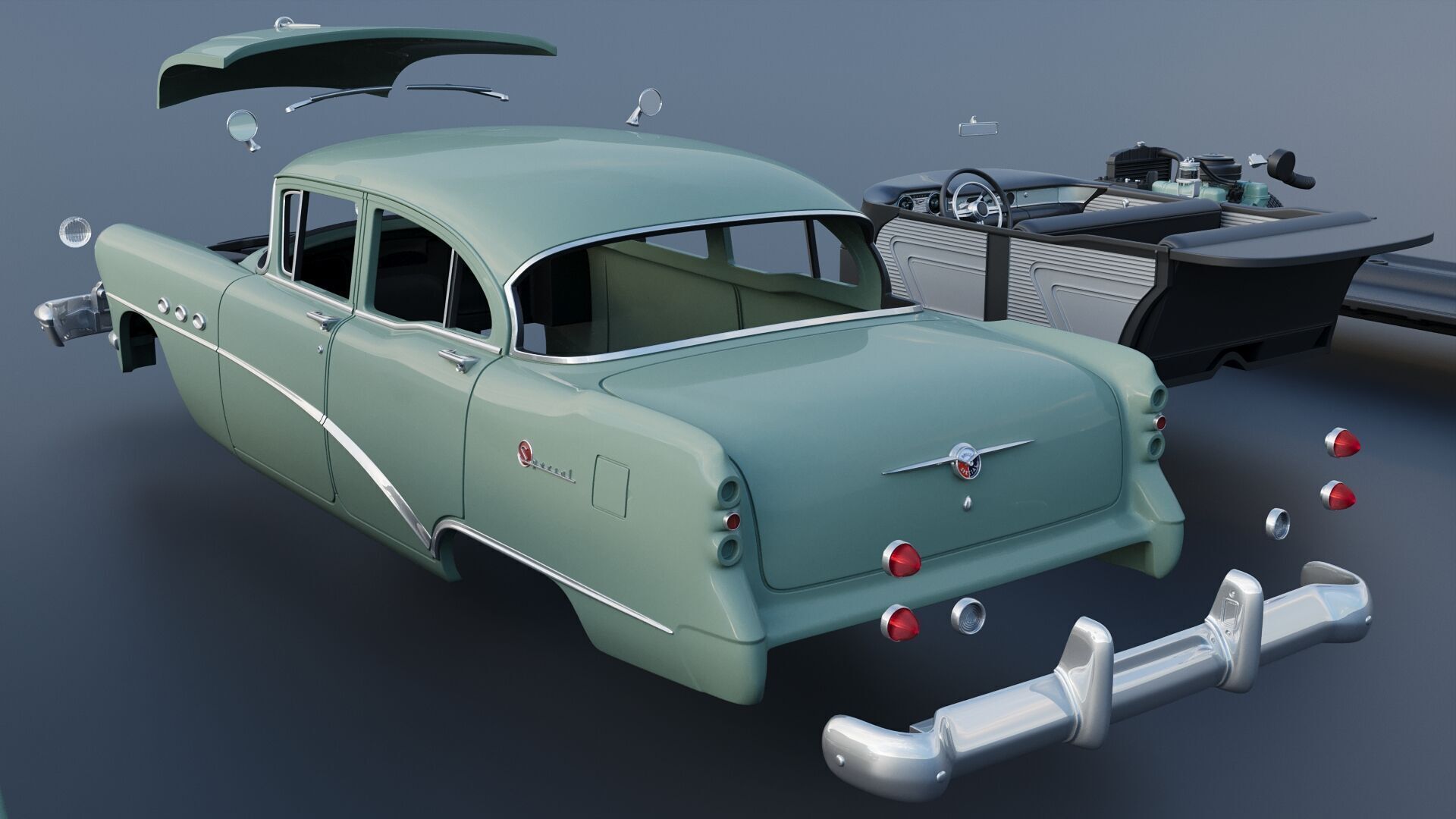 Buick Special 4-Door Sedan 1954 3D print model_20