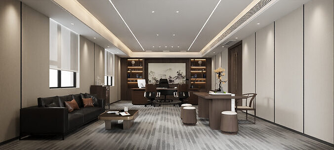Modern New Chinese-style Manager s Office 3D model