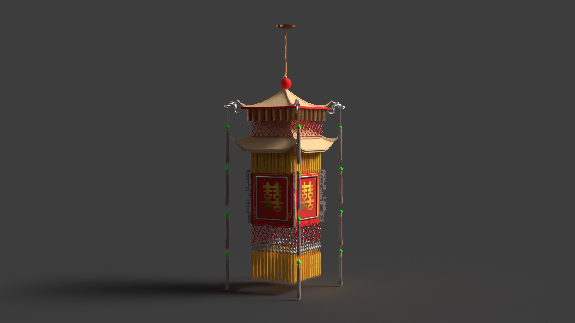 Chinese palace lantern 3D model_2