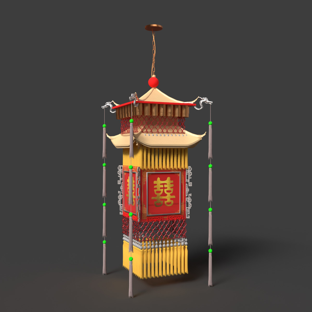 Chinese palace lantern 3D model_6